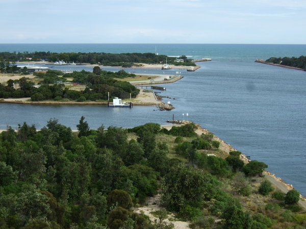 View from Jemmies Point of the entrance of the Gippsland Lakes