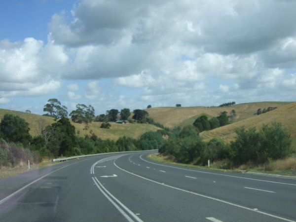 On towards Melbourne - undulating countryside