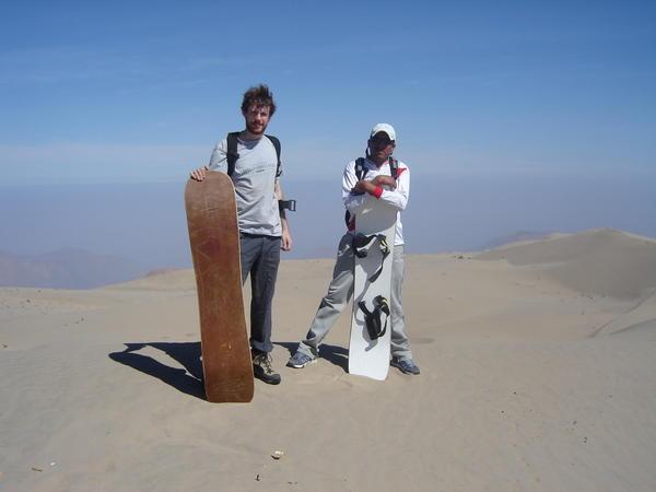 Laurence and Saul with sandboards