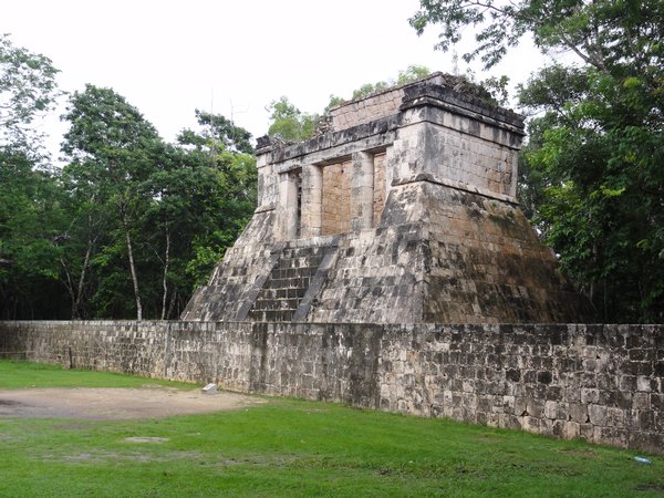 bearded man temple at end of ball court