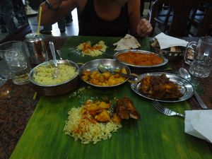 Indian Meal on banana leaves