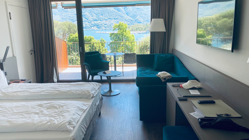 Unser Zimmer mit Blick auf den Lago Maggiore 