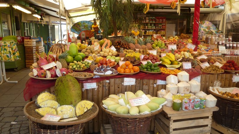 Früchtestand auf dem Viktualienmarkt.