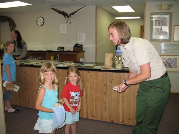 Getting the Junior Ranger Badges at Yellowstone