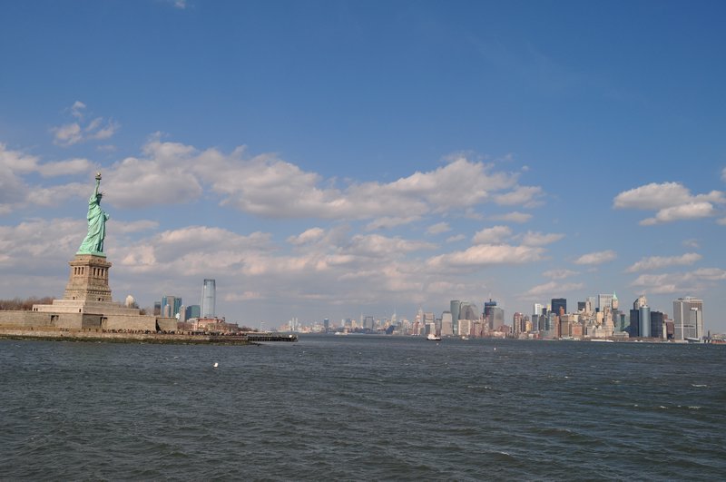 The Statue of Liberty and Manhattan