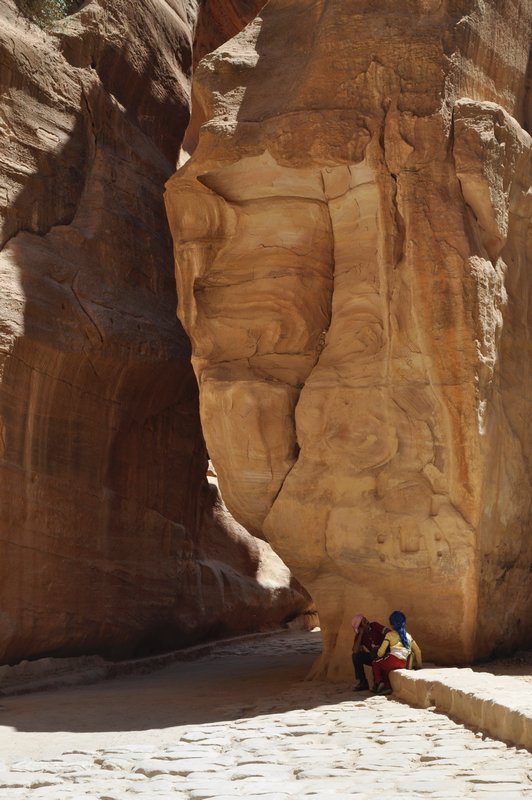 A bedouin and his son in the Siq