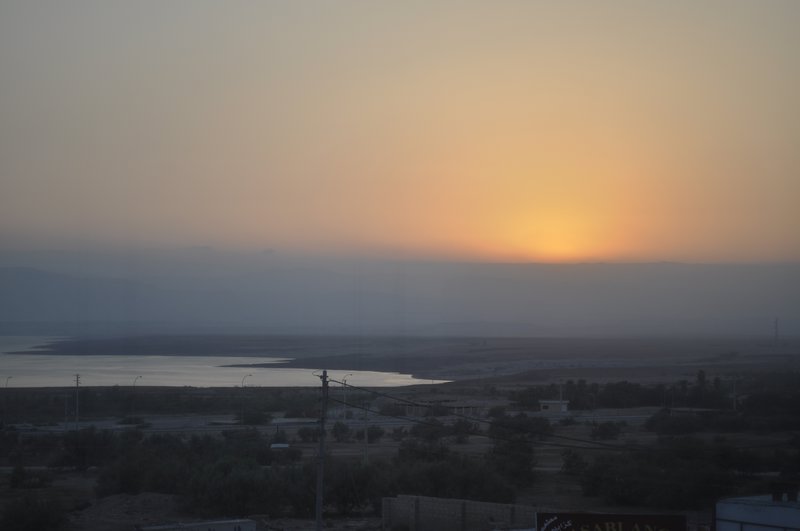 Setting sun over the Dead Sea