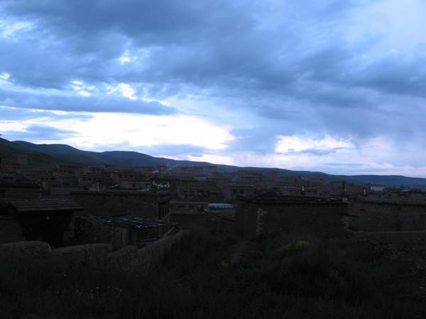 Litang old town in sunset