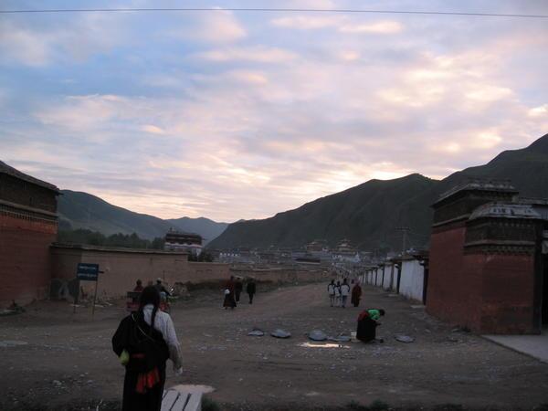 Tibetan quarter at sunset