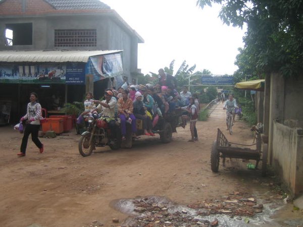 Girls from the garment factory on their way home