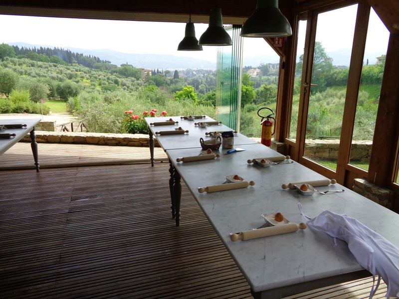 making pasta with a view