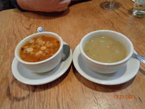 Posole on the Left, Green Chile Stew on the Right
