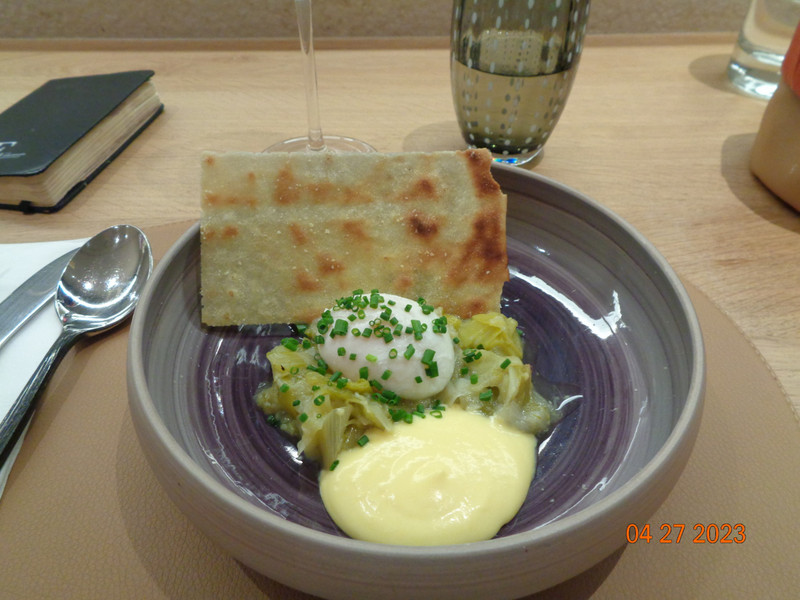 Leeks and poached egg