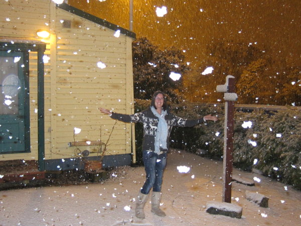 Snowing - night before camper!