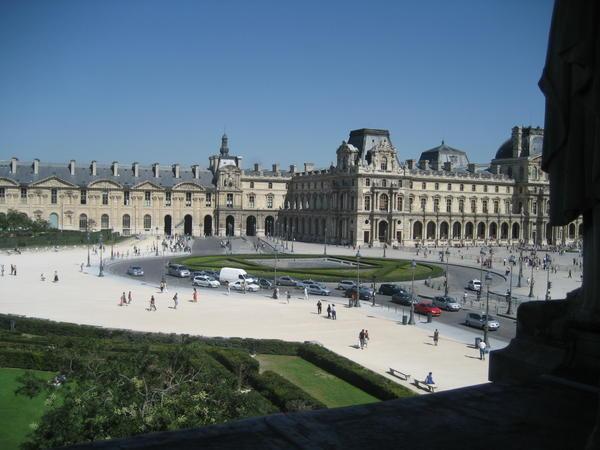 Looking outside at the Louvre gardens