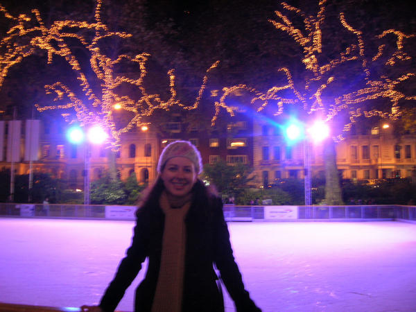 A blurry me ice skating - I love London in winter!