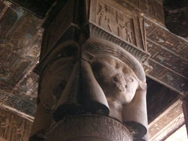 Hathor-headed columns of Dendara