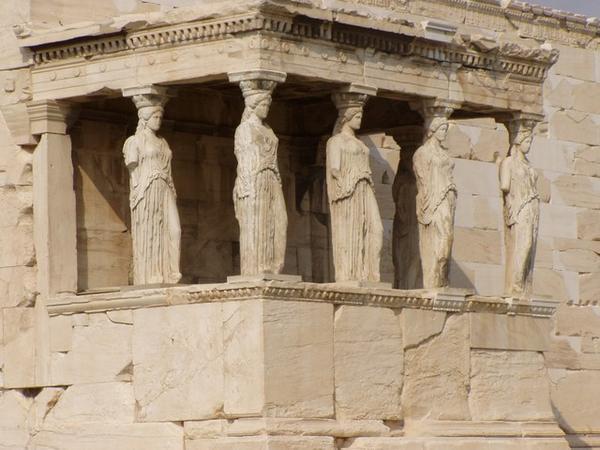 Temple of the Maidens on the Erecthion Building, which sits on the most sacred site of the Acropolis, where in Greek mythology Poseidon & Athena had their contest over who would be the patron of the city