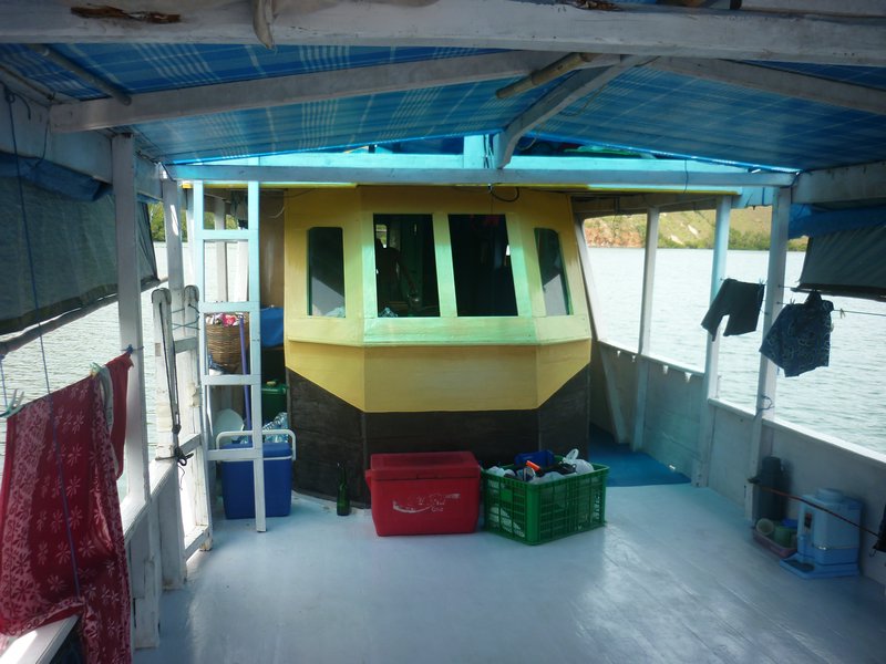The inside of the boat