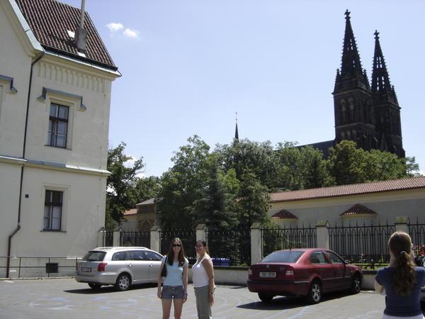 In front of the church