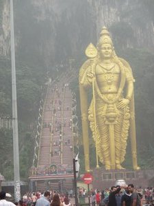 42.7-metre (140 ft) high statue of Lord Murugan with steps alongside