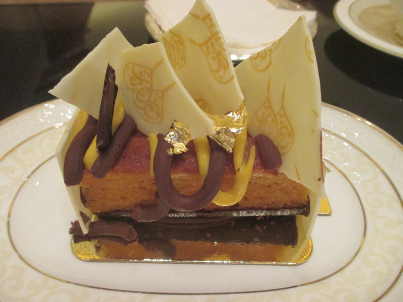 And this - Mango sponge with white chocolate and gold flakes