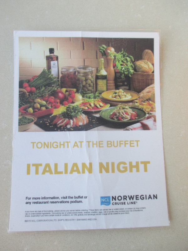 Italian night in the buffet
