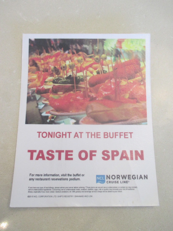 Taste of Spain in the buffet tonight