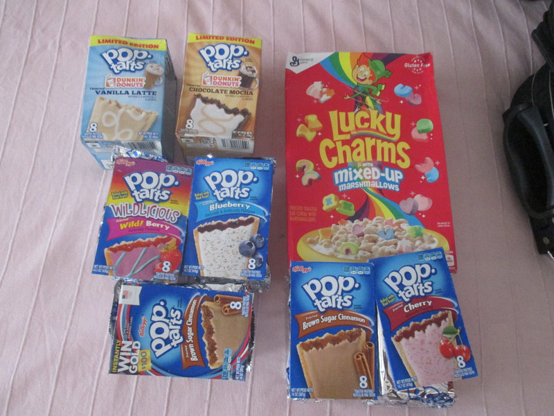 Included in our purchases was - Pop tarts and cereals for a friend