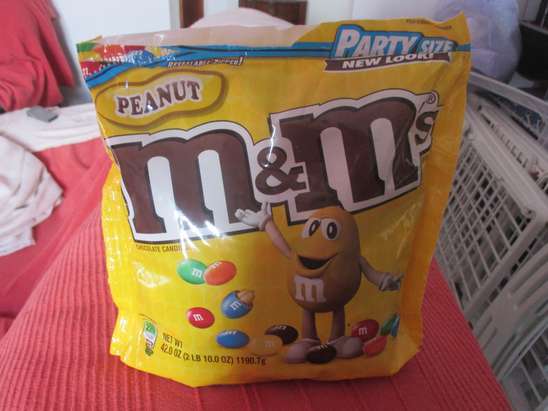Included in our purchases was - A really huge catering size bag of M&M´s for George
