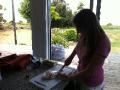 Nicole preparing the Pequins meal