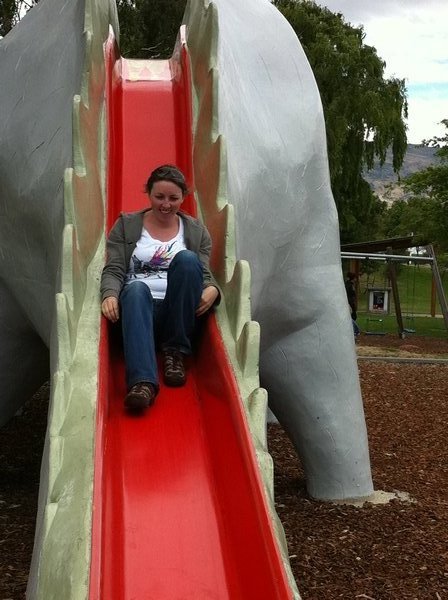 Nicole on the Dinosaur slide