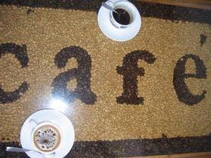 written with coffee beans