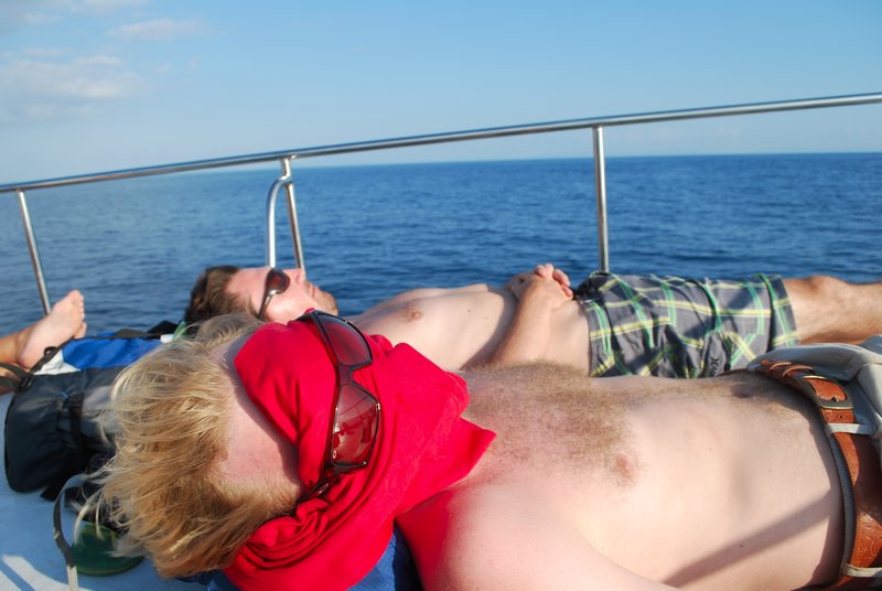 Robert and Joseph on the boat to Bali!