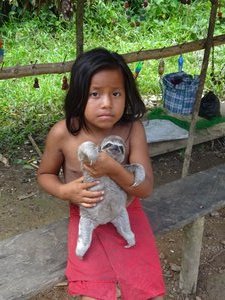 Yagua Girl and Baby Sloth