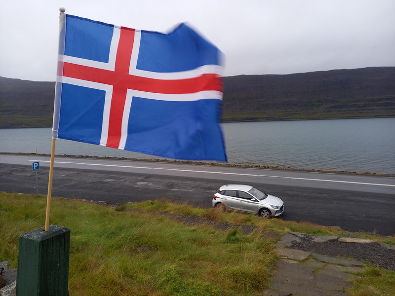 Icelandic Flag and my Rental Car