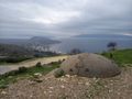 View over a concrete bunker, Sarandë and Corfu in the Distance