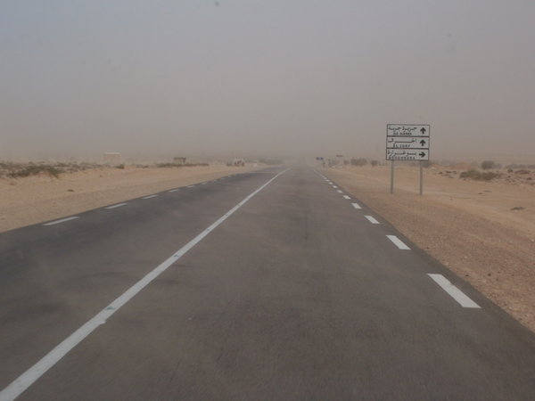 Desert road, mini sandstorm
