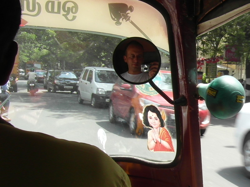 A typical view from the back of a rickshaw!