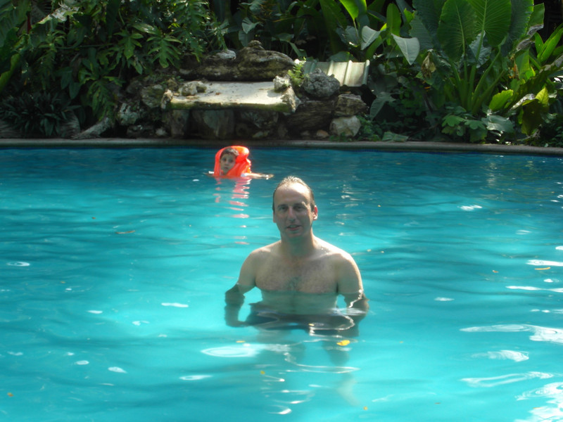 Relaxing in the Hacienda Tijax's Pool