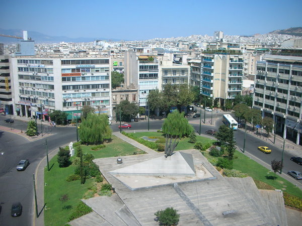 View of an Athens square from our room