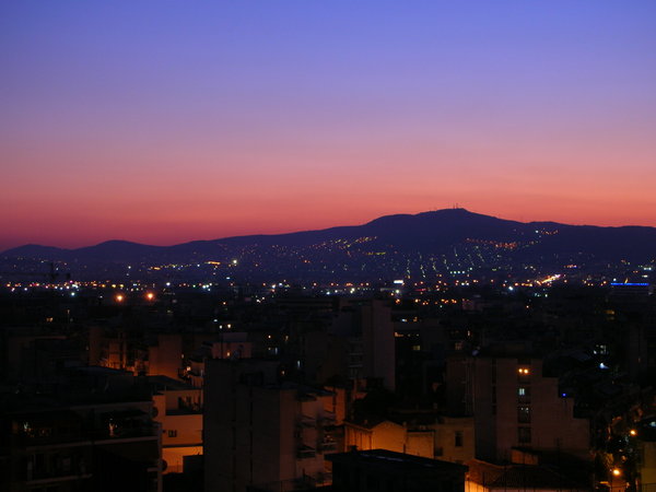 sunset over athens