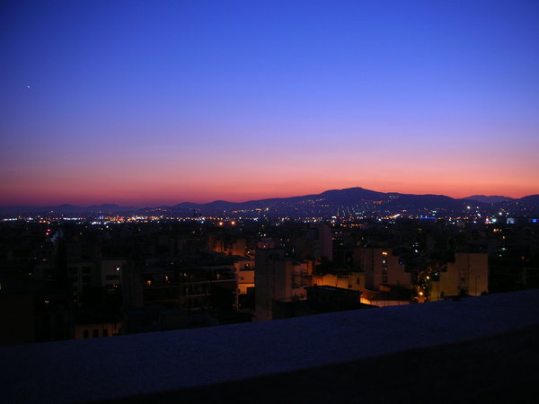 sunset over athens