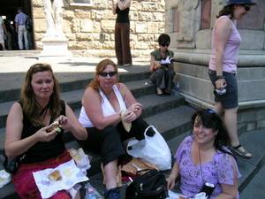 Picnic at the steps by the Uffizi