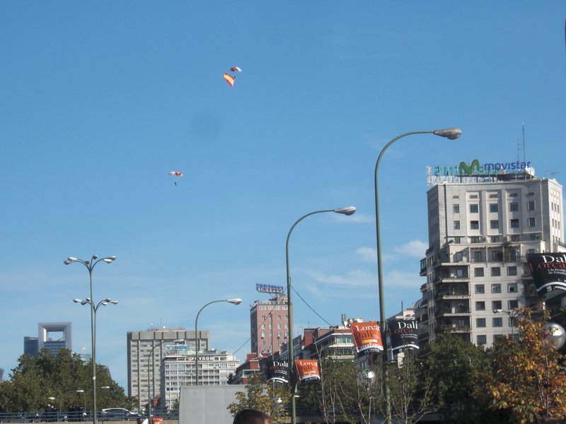 Paragliders over parade