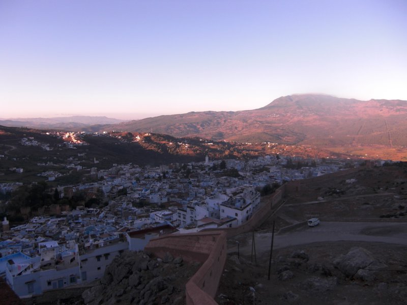 Looking over Chefchaouen at sunrise