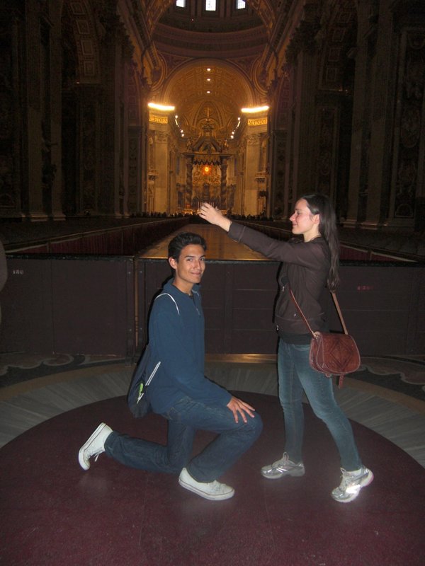 On the purple marble where Charlemagne was crowned Emperor 
