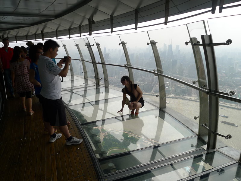 The glass floor in the tower