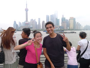 Tricia and I with our Asian pose near the bund river