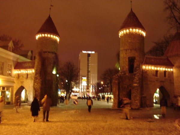 Tallinn city walls looking to new town